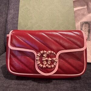 Gucci mini marmont Red and Pink Quilted cross body